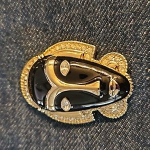 Vintage Gold tone black enamel pin